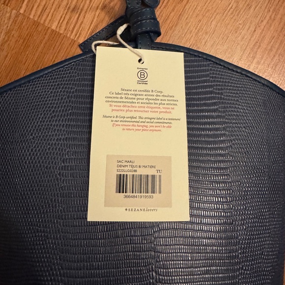 Sézane NWT Marli Bucket Bag in Embossed Denim Bi-Material - Picture 6 of 6